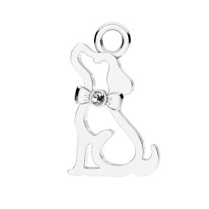Dog pendant with Gavbari crystal, sterling silver 925, ODL-01038 ver.2 9,2x15,5 mm