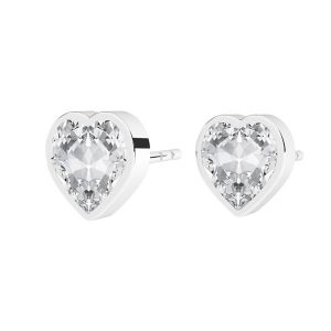 Crystal heart earrings, sterling silver 925, KLS ODL-01044 6,4x6,8 ver.2 mm