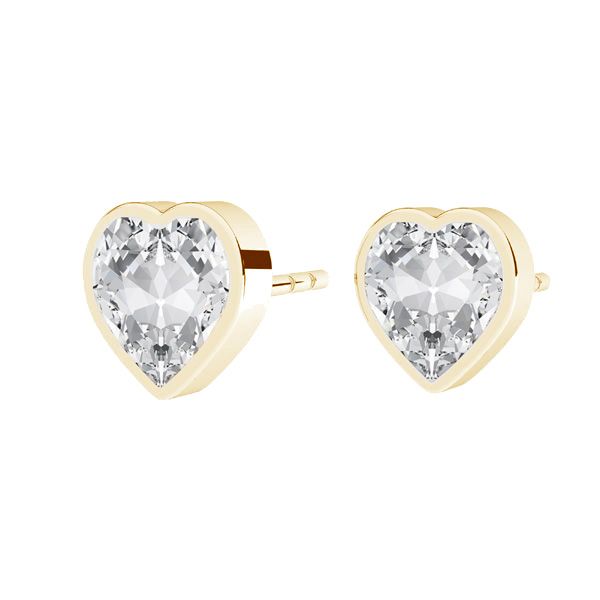 Crystal heart earrings, sterling silver 925, KLS ODL-01044 6,4x6,8 mm ver.2