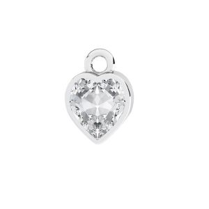 Crystal heart pendant, sterling silver 925, ODL-00988 6,4x10 mm ver.2