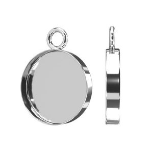 Round cabochon pendant, resin base, sterling silver 925, CON 1 FMG-R 2,2x12 mm