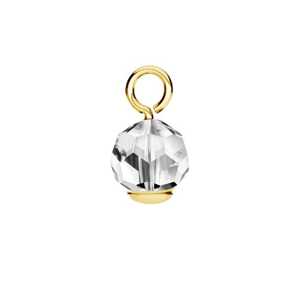 Pendant - round mountain crystal stone 6mm, sterling silver 925, EL 45 6x10,5 mm