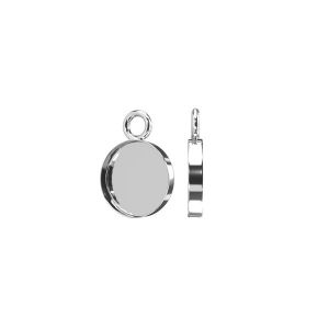 Round cabochon pendant 6mm, resin base, sterling silver 925, CON 1 FMG-R 2,1x5,8 mm