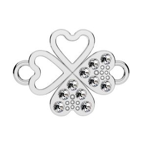 Clover pendant conncetor with GAVBARI crystals, sterling silver 925, CON 2 ODL-01074 ver.2 13x17 mm