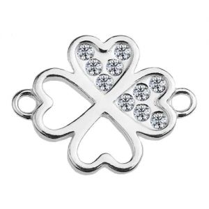 Clover pendant conncetor with GAVBARI crystals, sterling silver 925, CON 2 ODL-01074 ver.2 13x17 mm