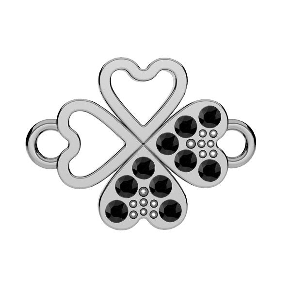 Clover pendant conncetor with GAVBARI crystals, sterling silver 925, CON 2 ODL-01074 ver.3 13x17 mm