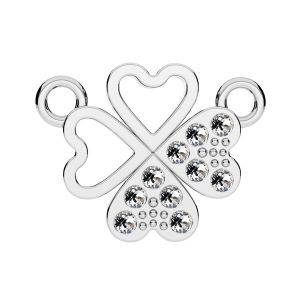 Clover pendant conncetor with GAVBARI crystals, sterling silver 925, CON 2 ODL-01075 ver.2 13x17 mm