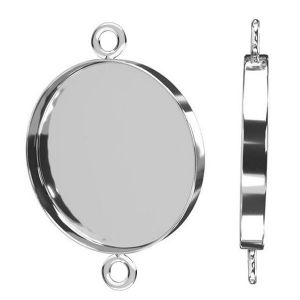 Round silver cabochon pendant connector, sterling silver 925, CON 2 FMG-R 3x20 mm
