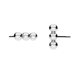 Earrings balls 3mm, sterling silver 925, KLSG KL-303 3x11 mm