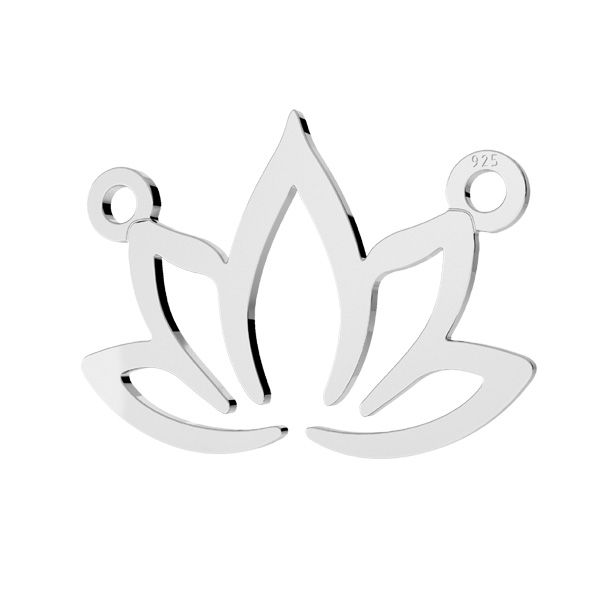 Lotus flower pendant connector, sterling silver 925, LKM-3178 - 0,50 14x19,5 mm