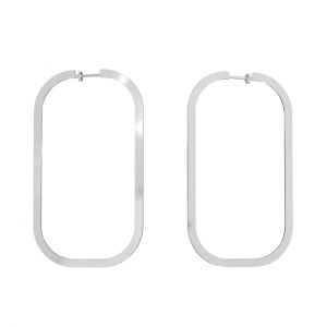 Rectangle stud earrings with clasp, sterling siver 925, KLS LKM-3241 - 0,80 40x70 mm