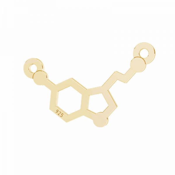 Serotonin chemical formula connector pendant, sterling silver 925, LKM-3247 11,1x17,9 mm