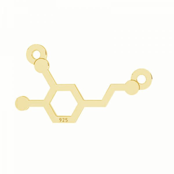 Dopamine chemical formula pendant connector, silver 925, LKM-3248 - 05 14,2x18,6 mm