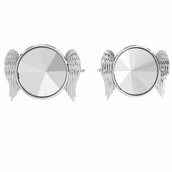 Angel post earrings, crystals base, sterling silver 925, OWT-00012 13,8x19 mm