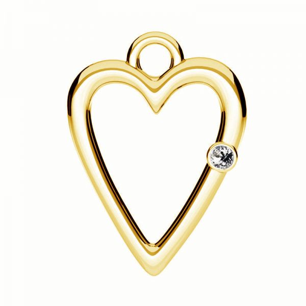 Heart pendant - white crystal, sterling silver 925, ODL-01097 10,8x15 mm ver.2