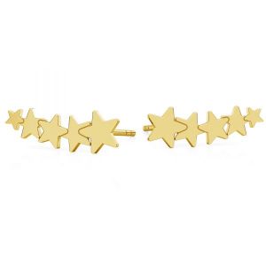 Stars climber earrings, gold 585 14K, KLS LKZ14K-50247 - 0,30 7x14,5 mm
