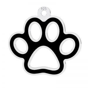 Dog paw pendant, black resin*sterling silver*LKM-3186 - 05 14,6x15,8 mm ver.2