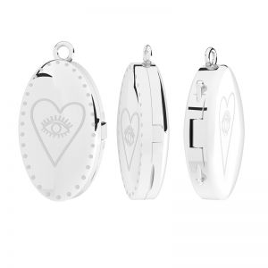 Oval locket pendant, eye, sterling silver 925, OWS-00206 12,30x23 mm