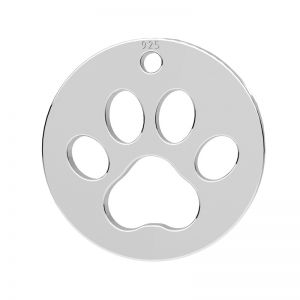 Round dog paw pendant, sterling silver 925, LKM-3262 - 0,50 13x13 mm