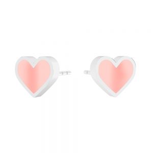 Heart stud earrings, colored lighting resin*sterling silver*KLS ODL-01117 6,7x15 mm ver.3