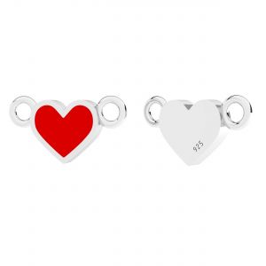 Heart pendant connector, colored resin*sterling silver*CON-2 ODL-01117 6,7x15 mm ver.2