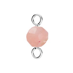 Pendant connector with natural pink stone 6mm, silver 925, EL 49 6x13 mm