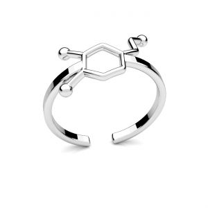 Dopamine chemical formula ring, sterling silver 925, U-RING ODL-00613 10,5x16 mm