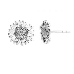 Round earrings - flower sunflower, sterling silver 925, KLS ODL-01391 10x10 mm