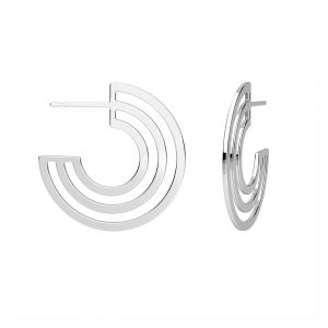 Semicircular earrings, sterling silver 925, KLS LKM-3282 - 05 25x25 mm