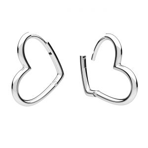Heart - leverback earrings, streling silver 925, BZO OWS-00512 17,5x20,5 mm