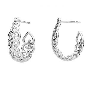 Openwork earrings heart, sterling silver 925, KLS OWS-00527 7,6x21 mm