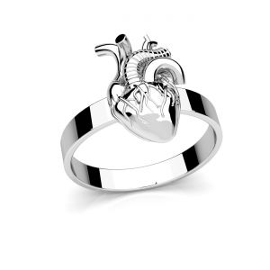 Human heart ring*sterling silver 925*ODL-01302 8x12 mm R-13