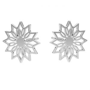 Rosette stud earring, sterling silver Ag-925, KLS LK-3304 - 0,50 12,2x12,2 mm