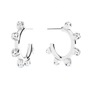 Semicircular earrings, 3mm zircons, sterling silver 925, KLS OWS-00346 3,4x22,2 mm ver.2