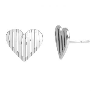 Heart flat silver stud earrings, sterling silver 925, KLS LKM-3319 - 0,50 12x13,5 mm