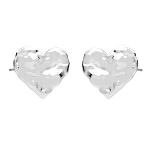 Heart flat silver stud earrings, sterling silver 925, KLS LKM-3342 - 0,50 16,8x18,9 mm