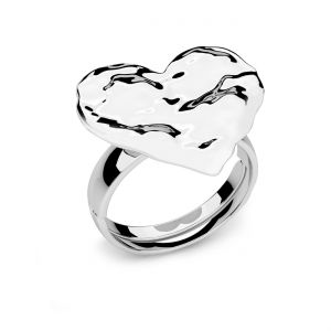 Heart wavy silver ring, sterling silver 925, U-RING LKM-3342 - 0,50 16,8x18,9 mm