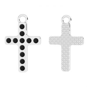Cross with black crystals, sterling silver 925, OWS-00244 ver.3 12,3x20 mm