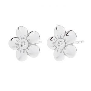 Earrings - flower forget me not with crystals, sterling silver 925, KLS ODL-01082 ver.2 9,5x9,5 mm