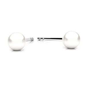 Post earring - pearl 4 mm, sterling silver 925, KLS-38 4x16,2 mm
