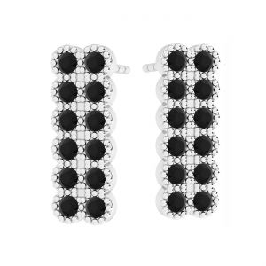 Rectangular earrings with black crystal*sterling silver 925*KLS ODL-01091 ver.3 5,2x14,5 mm
