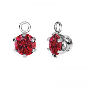 Pendant with 6 mm synthetic ruby, sterling silver 925, CON 1 ZIRCON ROUND 004