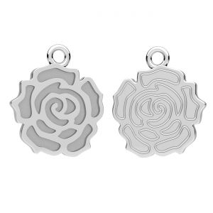 Round pendant - flower rose, resin base*sterling silver*ODL-01450 14,3x16,5 mm