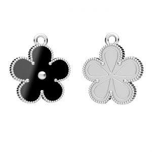 Flower pendant, black resin*sterling silver*CON-1 ODL-01375 15x17,3 mm ver.2