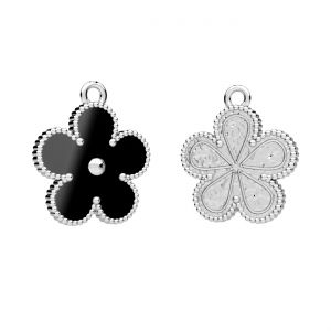 Flower pendant, black resin*sterling silver*CON-1 ODL-01375 15x17,3 mm ver.2