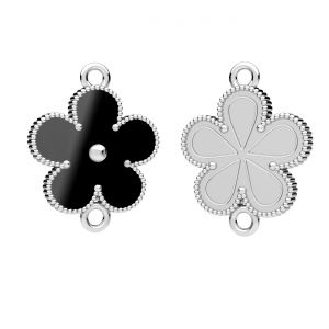 Flower pendant, black resin*sterling silver*CON-2 ODL-01377 15x19,3 mm ver.2