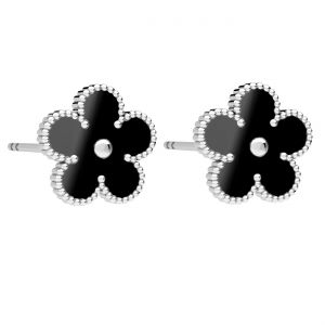 Flower earrings, black resin*sterling silver*KLS ODL-01376 10,2x10,2 mm ver.2