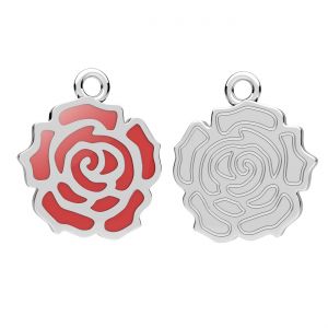 Round pendant - flower rose, red resin*sterling silver*ODL-01450 14,3x16,5 mm ver.3