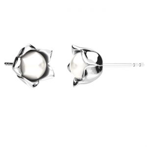 Stud earring flowers with pearl, sterling silver, KLS ODL-01265 9x17 mm ver.2