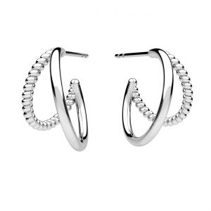 Double circle climber earrings, sterling silver 925, KLS OWS-00631 9,5x16,5 mm (L+P)